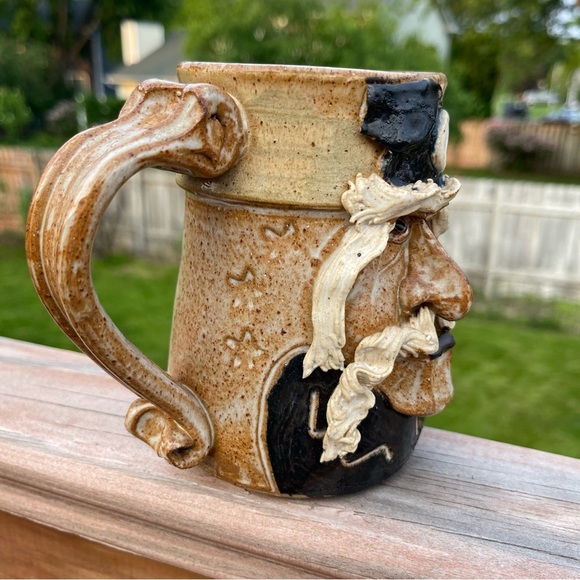 John Coiner Art Pottery Stoneware 3D Wizard Face Mug Coffee Cup 80s Vintage VTG - Picture 9 of 13
